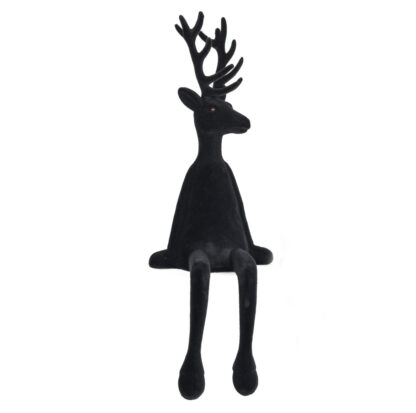 Dekofigur Hirsch Kantenhocker schwarz 33 cm Hirschdekoration Herbstdekoration von scheulen