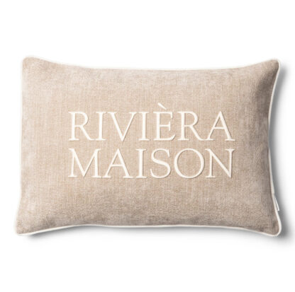 Kissen beige Riviera Maison Kissen Evora länglich 65x45 cm mit Aufschrift Riviera Maison Kissen edel handarbeit