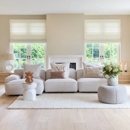 Kissen beige Riviera Maison Kissen Evora länglich 65x45 cm mit Aufschrift Riviera Maison Kissen edel handarbeit