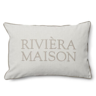 Kissen weiß beige Riviera Maison Kissen länglich 65x45 cm mit Aufschrift Riviera Maison Kissen Baumwolle edel