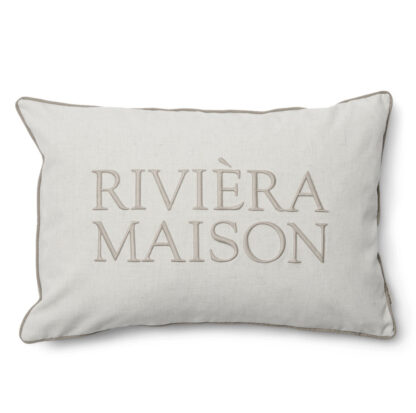 Kissen weiß beige Riviera Maison Kissen länglich 65x45 cm mit Aufschrift Riviera Maison Kissen Baumwolle edel