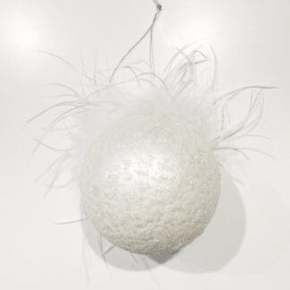 Baumschmuck Glaskugel mit Federn Hänger Glas weiß creme edle Glaskugel Weihnachtskugel mit Federn Baumschmuck Weihnachtsdekoration
