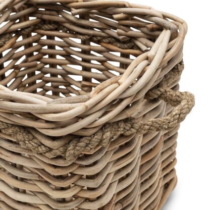 RATTANKORB 50 CM NATUR GRAU MIT GRIFF UND SISALSEIL VON RIVIERA MAISON KORB RATTAN AUFBEWAHRUNGSKORB HOLZKORB BLUMENKOR ERNTEKORB 50 CM