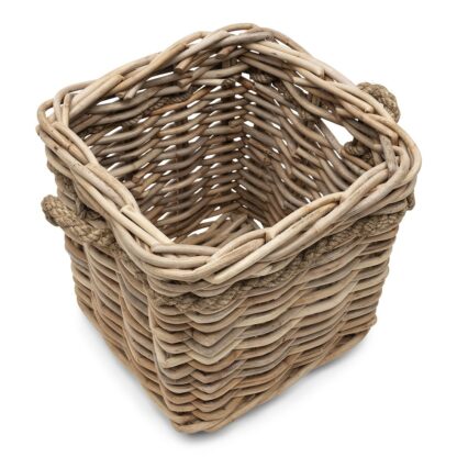 RATTANKORB 50 CM NATUR GRAU MIT GRIFF UND SISALSEIL VON RIVIERA MAISON KORB RATTAN AUFBEWAHRUNGSKORB HOLZKORB BLUMENKOR ERNTEKORB 50 CM