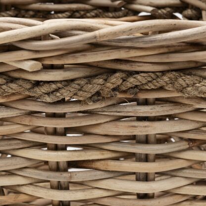 RATTANKORB 50 CM NATUR GRAU MIT GRIFF UND SISALSEIL VON RIVIERA MAISON KORB RATTAN AUFBEWAHRUNGSKORB HOLZKORB BLUMENKOR ERNTEKORB 50 CM