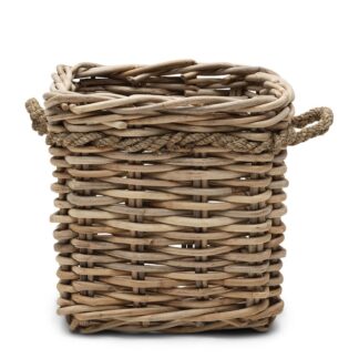 RATTANKORB 50 CM NATUR GRAU MIT GRIFF UND SISALSEIL VON RIVIERA MAISON KORB RATTAN AUFBEWAHRUNGSKORB HOLZKORB BLUMENKOR ERNTEKORB 50 CM