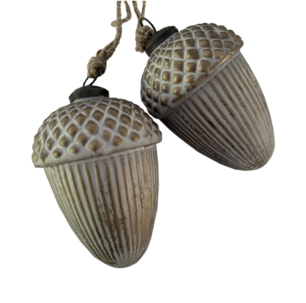 Dekozapfen Eichel Zapfen Tannenzapfen Pinie grau bronze Glas antik XL 14 cm Weihnachtsschmuck Dekoration Weihnachten Tannenbaumdekoration Exner