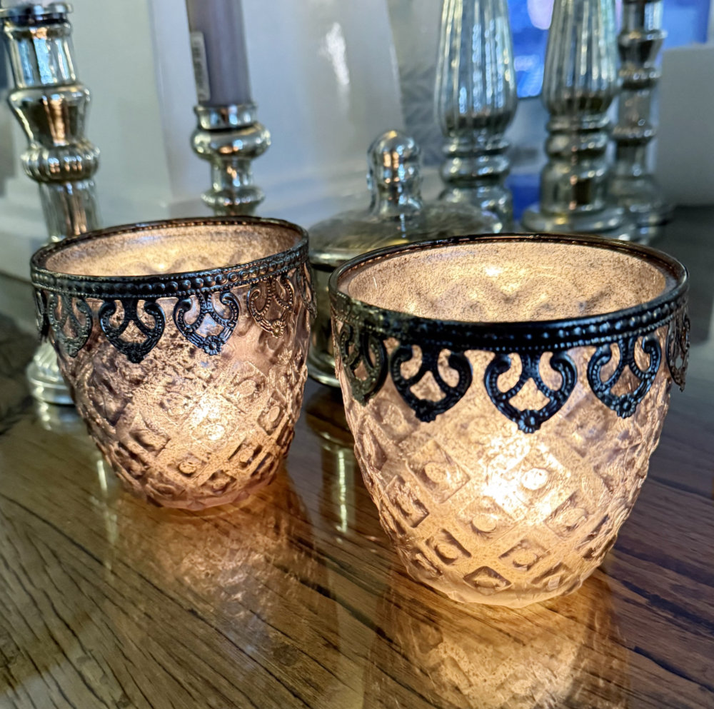 Teelichthalter Windlicht Bauernsilber mit verziertem Rand Windlicht Teelicht Bauernsilber silber grau antik