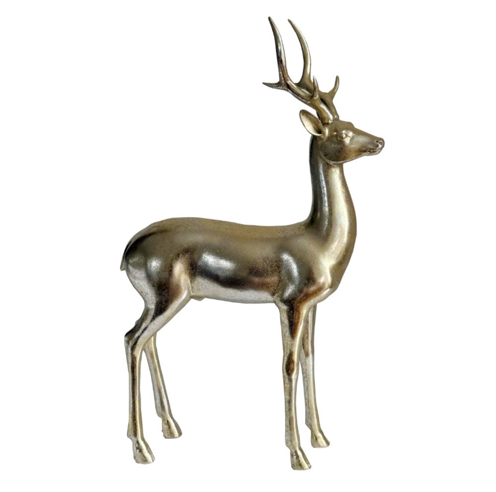 DEKO HIRSCH GOLD CHAMPAGNER EDEL 43 CM HIRSCHDEKORATION WINTER UND HERBSTDEKORATION WEIHNACHTSDEKORATION HIRSCHLIEBHABER
