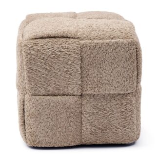 Hocker Pouf beige braun taupe geflochten Riviera Maison Sitzhocker 40 cm edel geflochten Qbic Stool 40x45 Soft Walnut