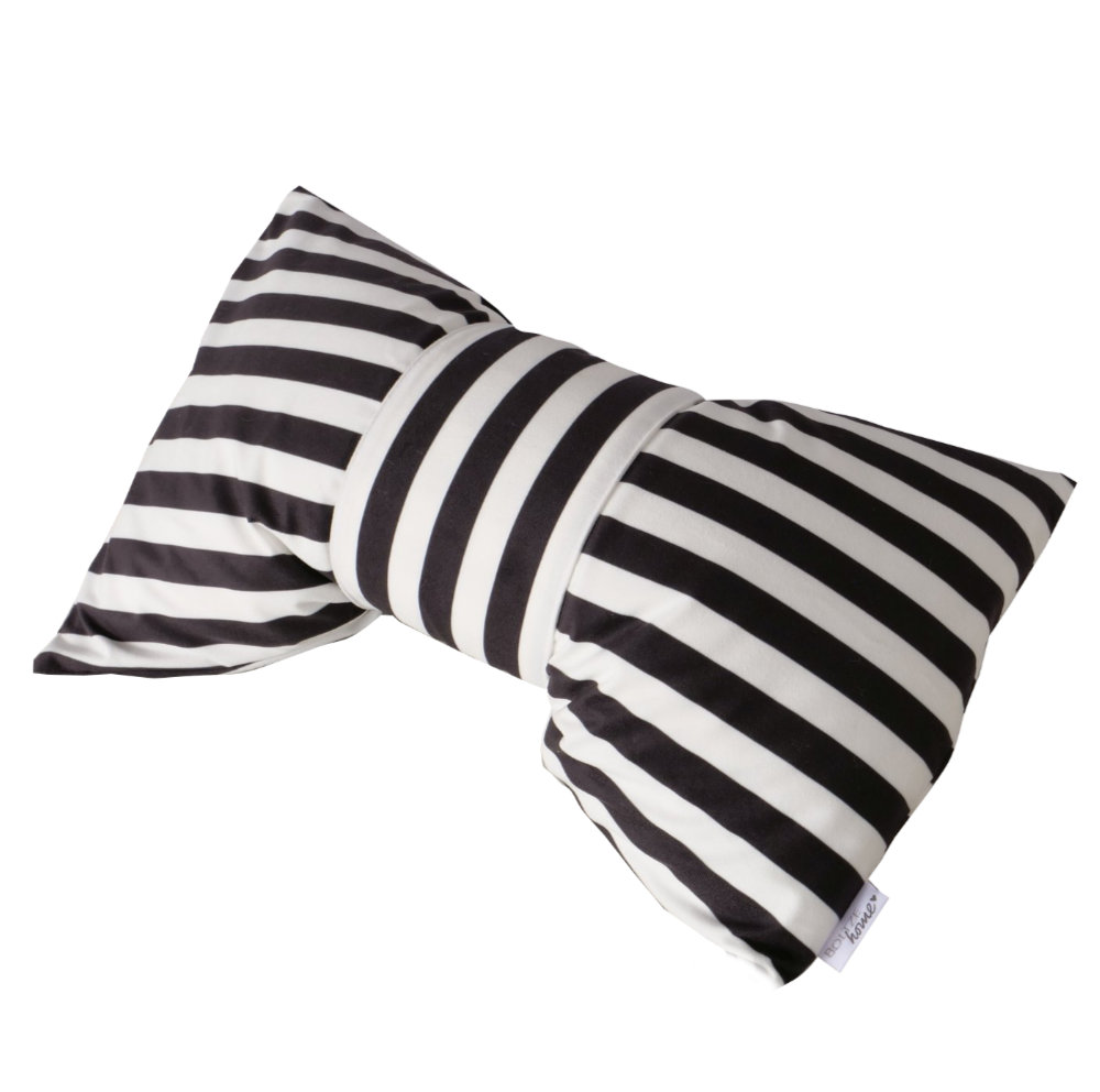 Dekokissen Schleife schwarz weiß gestreift edel 55x35 cm Schleifenkissen Kissenliebhaber edel