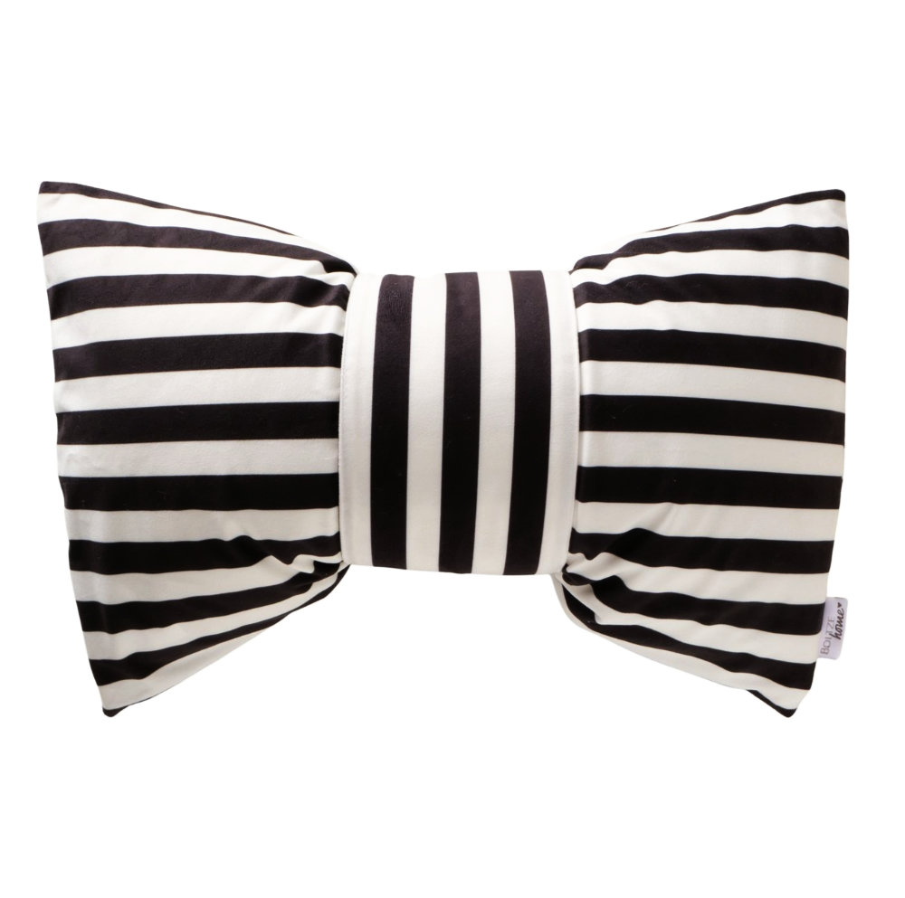 Dekokissen Schleife schwarz weiß gestreift edel 55x35 cm Schleifenkissen Kissenliebhaber edel von boltze