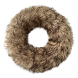 Kranz Webpelz braun beige 45 cm zum Aufhängen oder Hnlegen edel sehr weich beidseitig mit Fell Herbst und Weihnachtsdekoration