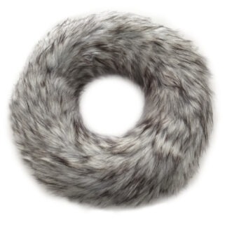 Kranz Webpelz grau weiß 45 cm zum Aufhängen oder Hnlegen edel sehr weich beidseitig Fellkranz mit Fell Herbst und Weihnachtsdekoration