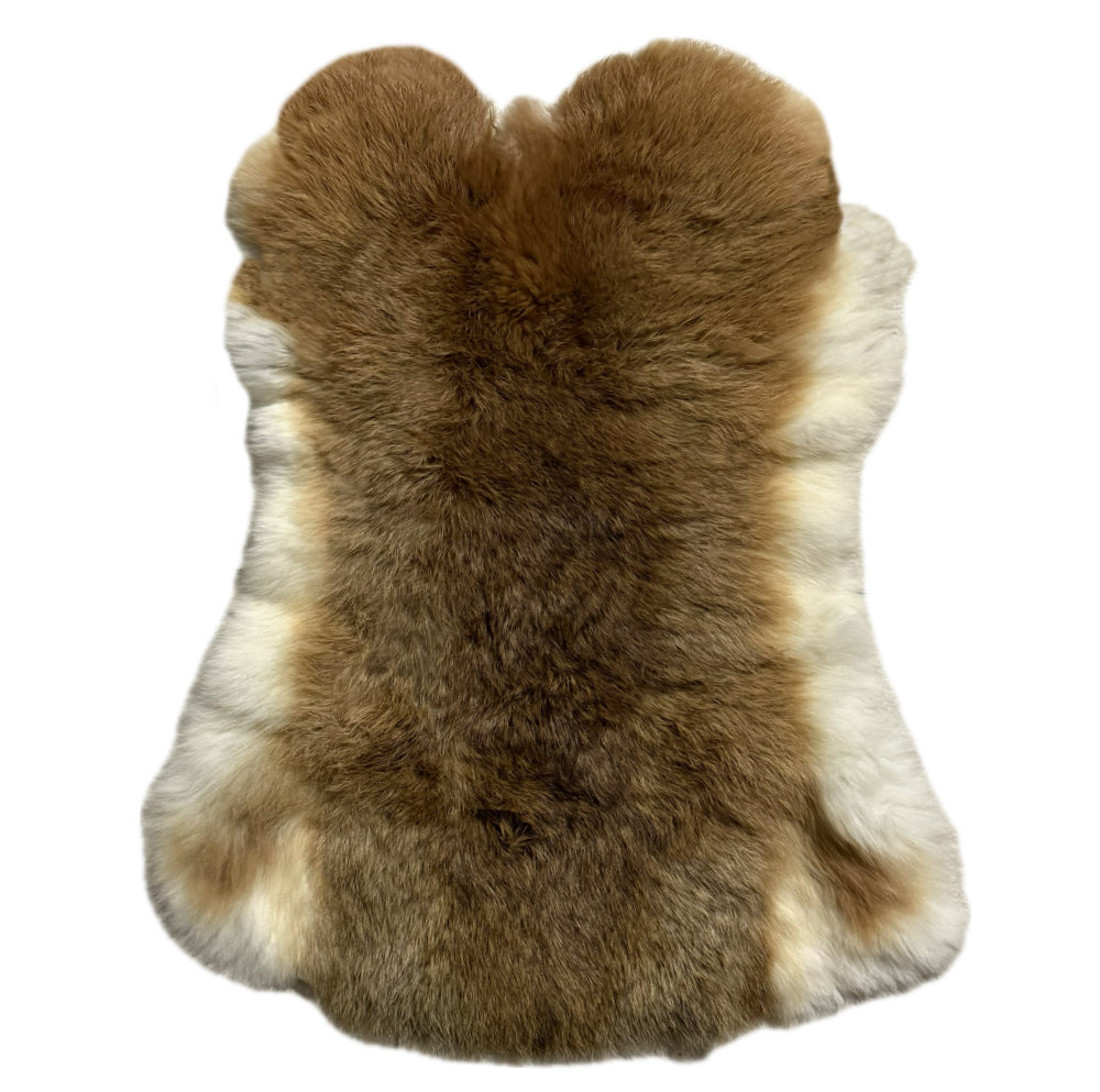 Hasenfell echt Fell Kaninchenfell hell braun weiß Luxus Fell