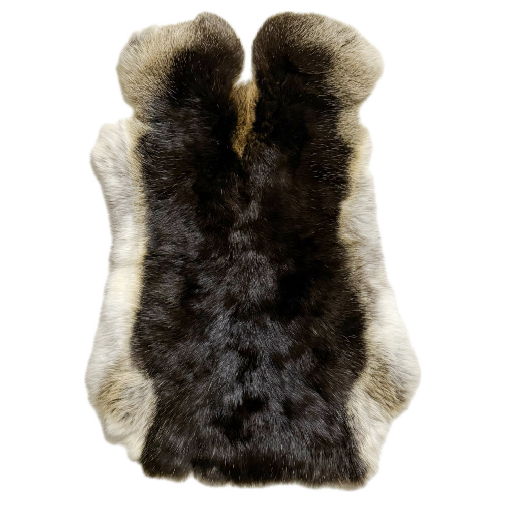 Hasenfell echt Fell Kaninchenfell dunkel braun mit hellen Ränder Luxus Fell