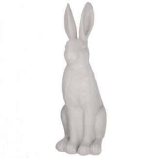 Dekohase Osterhase hellgrau sand 40 cm aus Polyresan sitzend Hase sand weiß edel Osterdekoration