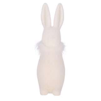 DEko-Hase Osterhase weiß Samt beflockt und mit Federkrause Osterhase Stuppsi 41 cm Osterdekoration Ostern edel chic Deko-Hase Stuppsi weiß Samt