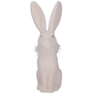Deko-Hase Osterhase weiß Samt beflockt und mit Federn Osterdekoration Ostern edel chic Deko-Hase Tippsi weiß Samt