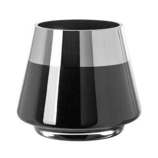 Teelicht Jona schwarz mit silber Rahmen 15x15x13 cm edel von Fink Teelich Glas schwarz Teelichthalter Windlicht schwarz