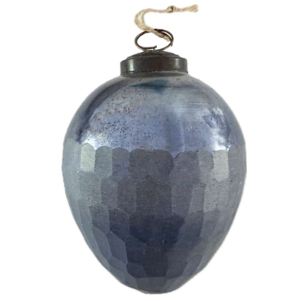 Deko-Ei Osterei blau grau Verlauf Glasei gehämmert sehr robust zum Aufhängen edel Osterdekoration Ostern Frühling Osternest Ostereie blau must have