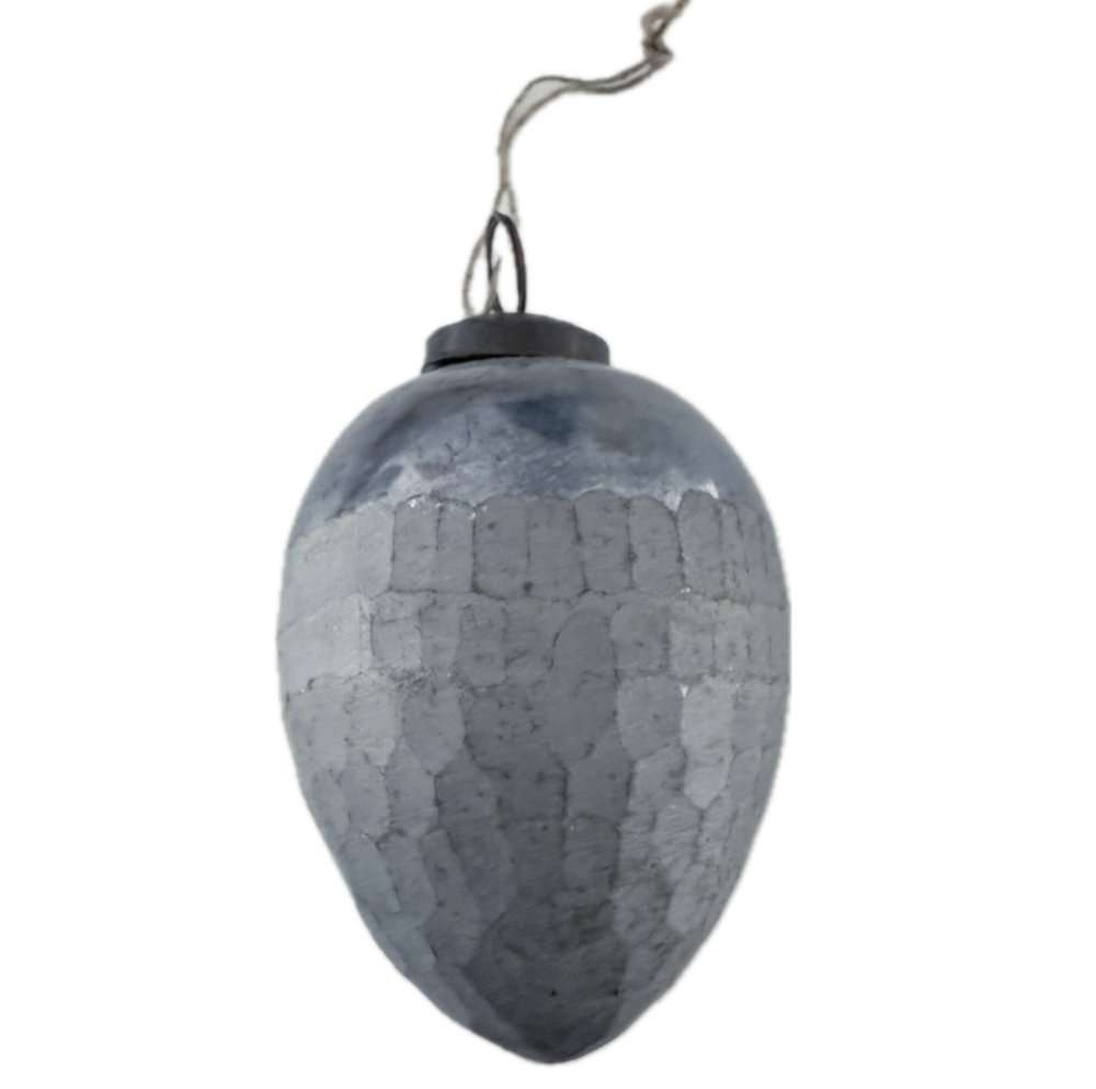 Deko-Ei Osterei blau grau Verlauf Glasei gehämmert sehr robust zum Aufhängen edel Osterdekoration Ostern Frühling Osternest Ostereie blau must have