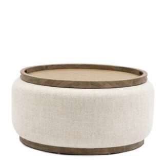 Hocker Pouf mit Tablett Beistelltisch rund mit Tablett Riviera Maison Coffee Table Babylon 91 cm