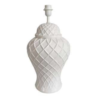 Tischöampe Deckelvase weiß 54 cm edel klassisch chic Ginger jar lamp Lichtdekoration Lampenfuß wei0