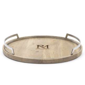 Tabkett mit Griff Coventry Holz mit Metal rund 50 cm Serviertablett von Riviera Maison Dekotablett