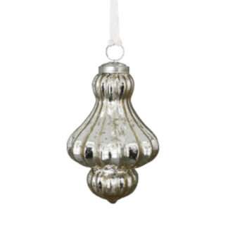 Baumschmuck Oranament silber Bauernscilber Zapfenform edel 14 cm Vitreous champagner Exner