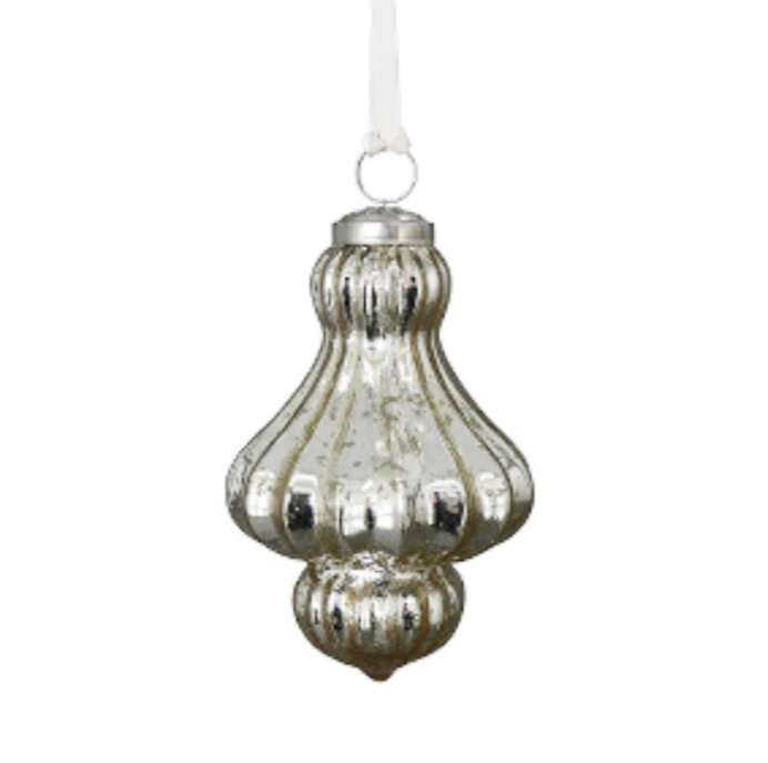 Baumschmuck Oranament silber Bauernscilber Zapfenform edel 14 cm Vitreous champagner Exner