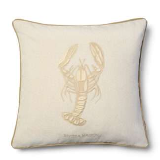 Kissen Lobster Bay Pillow Kissen Hummer-Moiv beige weiß bestickt Riviera Maison 50x50 cm Sommerdekoration Strand Meer Meerestiere