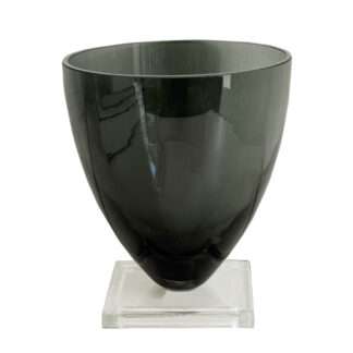 Vase schwarz smoke auf Fuß Windlicht schwarz 24 cm hoch edle Vase Windlicht Teelichthalter