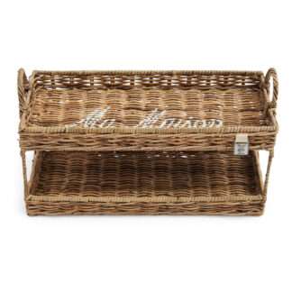Riviera Maison Etagere Rattan Ma Maison Double Tray M Etagere zweistöckig Organizer länglich Tablett zweistöckig Küchen und Bad Utensilien