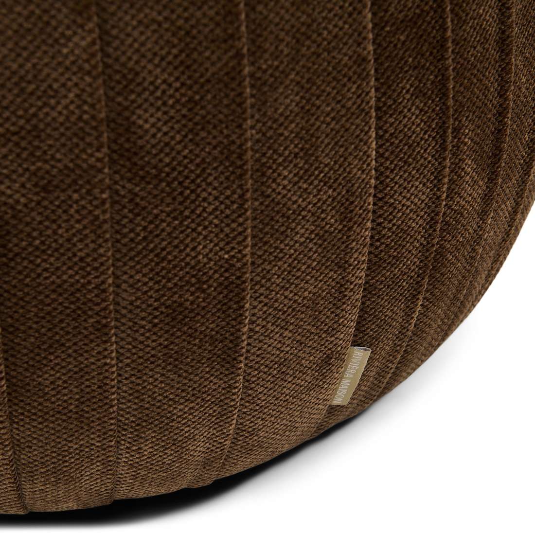 Riviera Maison Hocker Pouf Paris Footstool Grime braun rund edel Stoffhocker Sitzhocker braun 50x41 cm