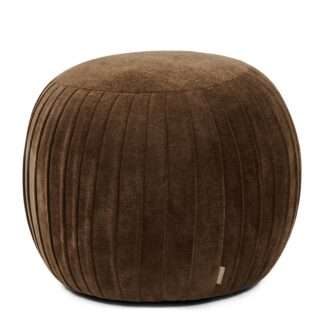 Riviera Maison Hocker Pouf Paris Footstool Grime braun rund edel Stoffhocker Sitzhocker braun 50x41 cm