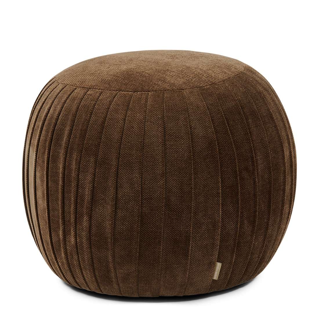 Riviera Maison Hocker Pouf Paris Footstool Grime braun rund edel Stoffhocker Sitzhocker braun 50x41 cm