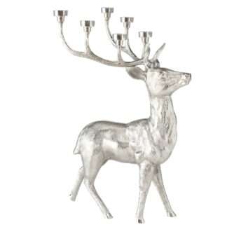 Kerzenhalter Teelichthalter Hirsch Hirschgeweih silber Metall 72 cm XL von Boltze