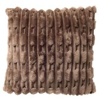 Kissen Webpelz braun Driftwood taupe Fellkissen mit Struktur Kissen Luca 45 cm von Dutch Decor
