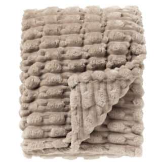Tagesdecke Wohndecke Luca beige creme Driftwood 150x200 cm von Dutch Decor extra weich Webpelzdecke Felldecke