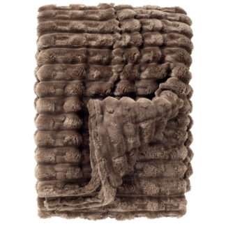 Tagesdecke Wohndecke Luca braun taupe Driftwood 150x200 cm von Dutch Decor extra weich Webpelzdecke Felldecke