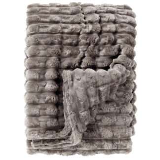 Tagesdecke Wohndecke Luca braun taupe Driftwood 150x200 cm von Dutch Decor extra weich Webpelzdecke Felldecke