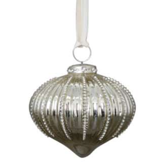 Baumschmuck Bauernsilber Kugel mit Straß Glitzer