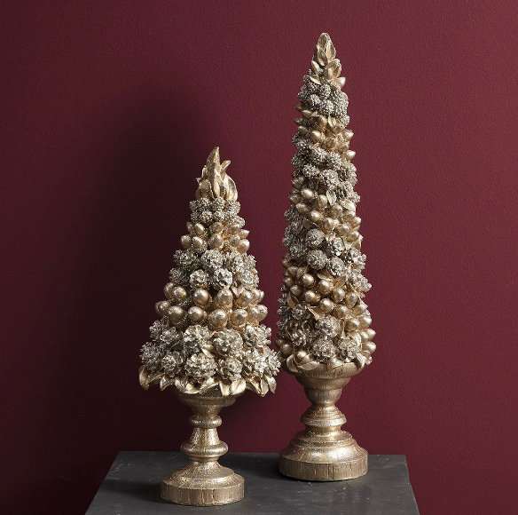Deko Tanne Tannenbaum champagner gold Dekotannenbaum 57 cm Weihnachtsdekoration Tanne Zapfen Eichel gold champagner von Werner Voss Weihnachtsdekoration