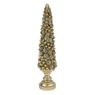 Deko Tanne Tannenbaum champagner gold Dekotannenbaum 57 cm Weihnachtsdekoration Tanne Zapfen Eichel gold champagner von Werner Voss Weihnachtsdekoration