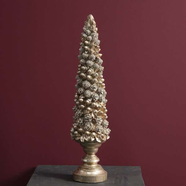 Deko Tanne Tannenbaum champagner gold Dekotannenbaum 57 cm Weihnachtsdekoration Tanne Zapfen Eichel gold champagner von Werner Voss Weihnachtsdekoration