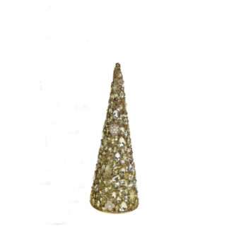 Deko-Tannenbaum gold mit Strass und Perlen 45 cm Kegelform Deko-Tannenbaum Weihnachtsdekoration Weihnachtsbaum edel