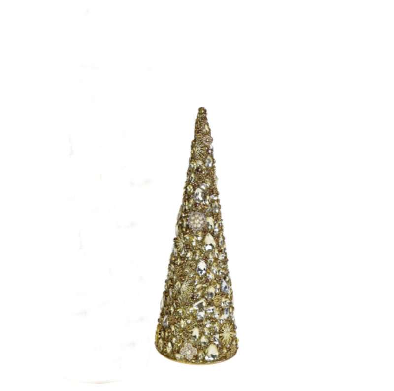 Deko-Tannenbaum gold mit Strass und Perlen 45 cm Kegelform Deko-Tannenbaum Weihnachtsdekoration Weihnachtsbaum edel