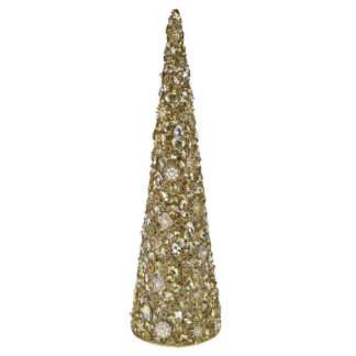 Deko Tannenbaum Gold, Weihnachtsbaum Gold, Strass Tannenbaum, Weihnachtsdeko luxuriös, Deko Baum mit Perlen, edle Weihnachtsdekoration, glamouröse Weihnachtsdeko