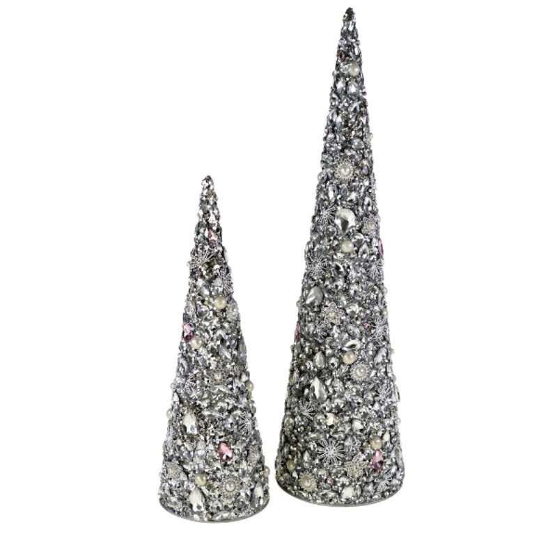 Deko-Tannenbaum silber Strass mit Perlen 30 cm edel Weihnachtsdekoration Luxuriös